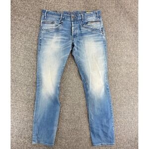 PME‎ Legend Bare Metal Jeans Mens W38 L36 Blue Regular Straight Fit PTR975-PDI